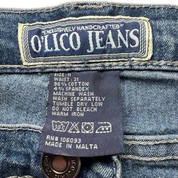 O’lico Split Leg Eyelet Jeans Y2K Light Wash Vintage Denim Size 11 Low Rise - Picture 8 of 10